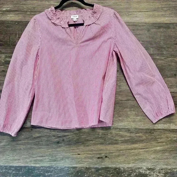 J.Crew Pink and White Striped Blouse Size Small - Picture 1 of 4